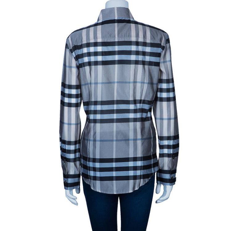 مملوكة مسبقًا Burberry Grey Novacheck Long Sleeve Shirt M