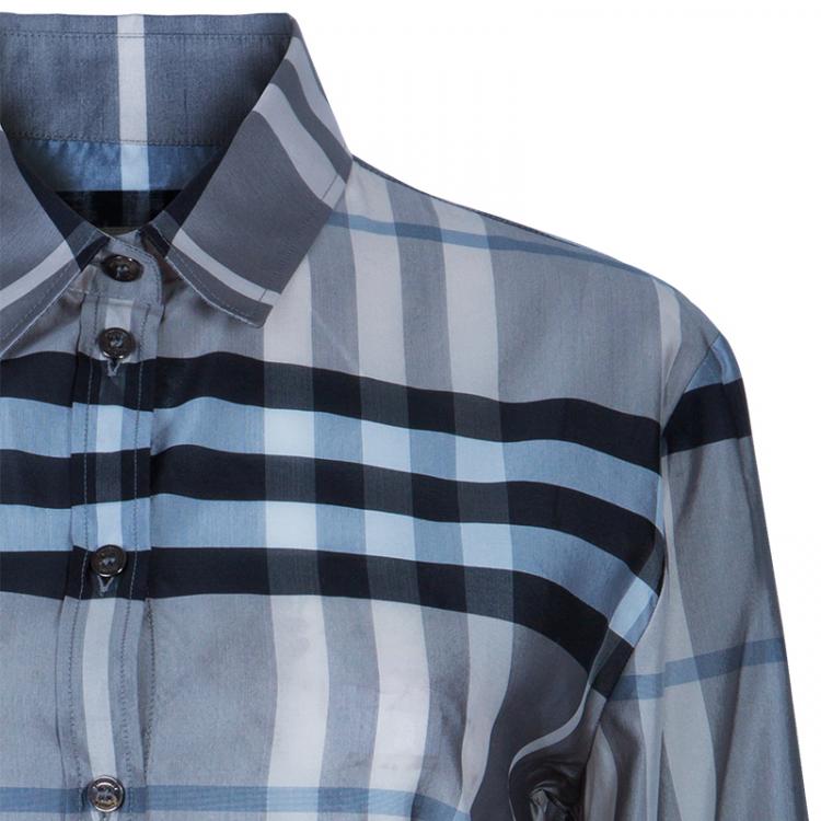 مملوكة مسبقًا Burberry Grey Novacheck Long Sleeve Shirt M