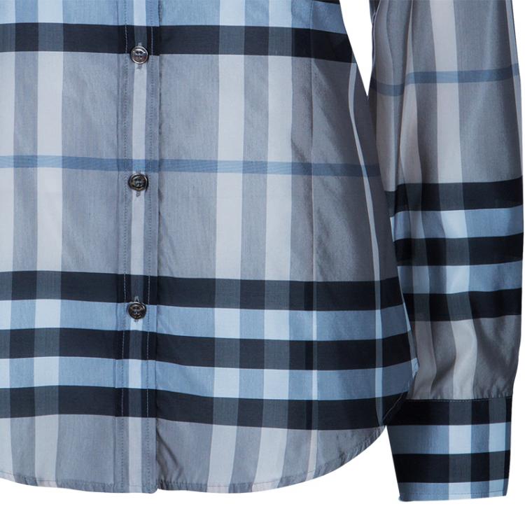 مملوكة مسبقًا Burberry Grey Novacheck Long Sleeve Shirt M