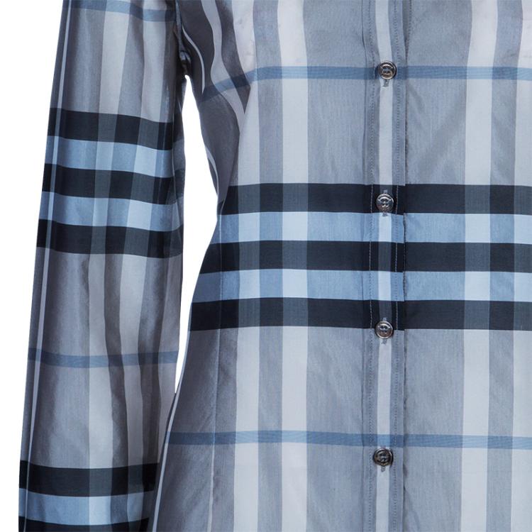 مملوكة مسبقًا Burberry Grey Novacheck Long Sleeve Shirt M