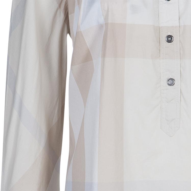 مملوكة مسبقًا Burberry Beige Gathered Cotton Tunic Top M