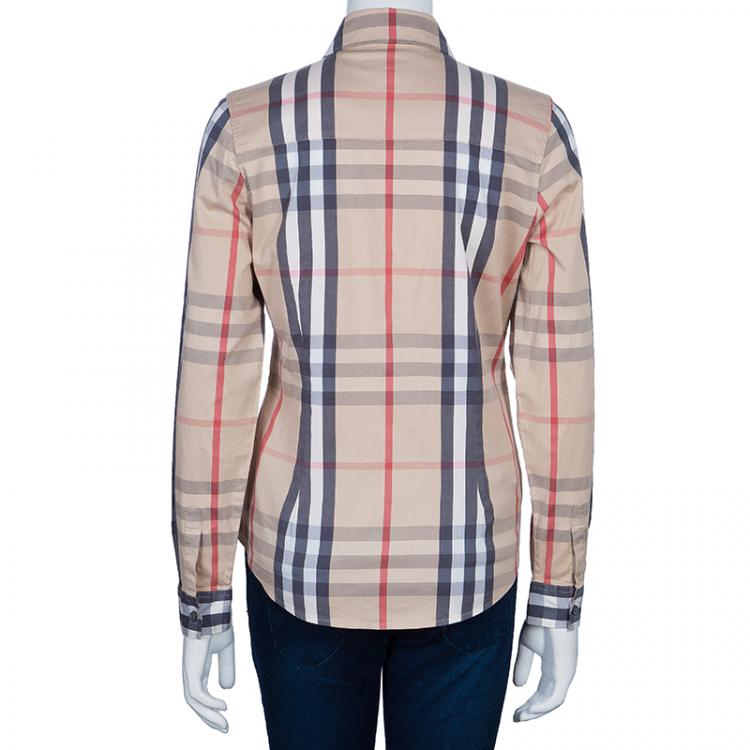 Pre Owned Burberry Beige Novacheck Cotton Long Sleeve shirt M