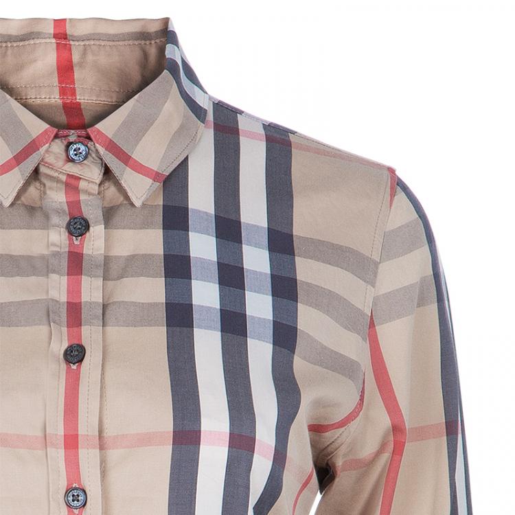 Pre Owned Burberry Beige Novacheck Cotton Long Sleeve shirt M