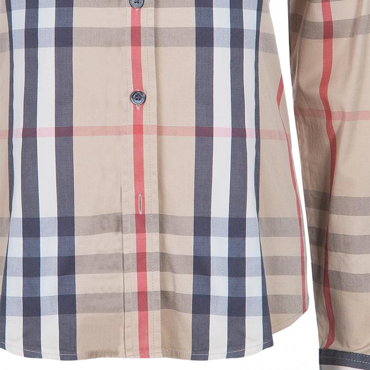 Pre Owned Burberry Beige Novacheck Cotton Long Sleeve shirt M