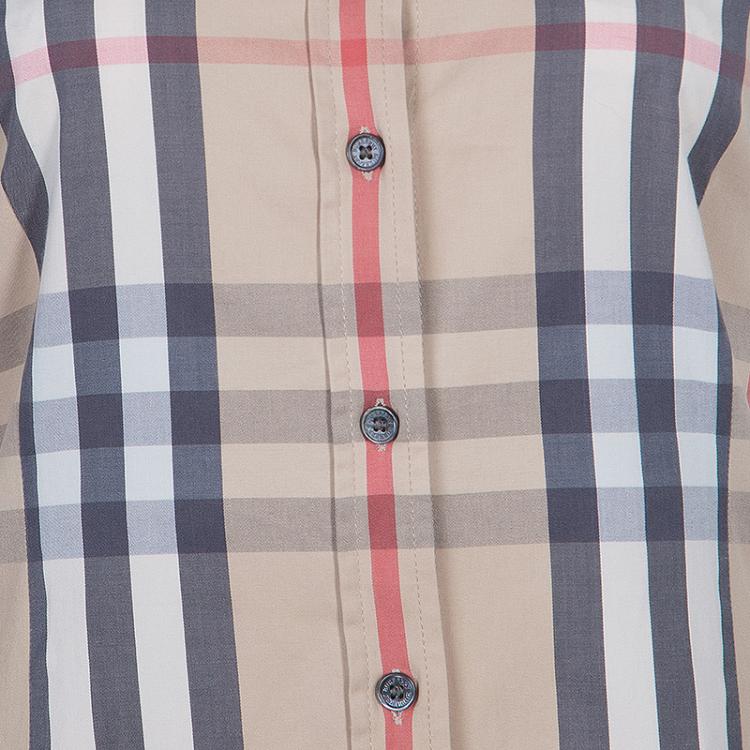 Pre Owned Burberry Beige Novacheck Cotton Long Sleeve shirt M