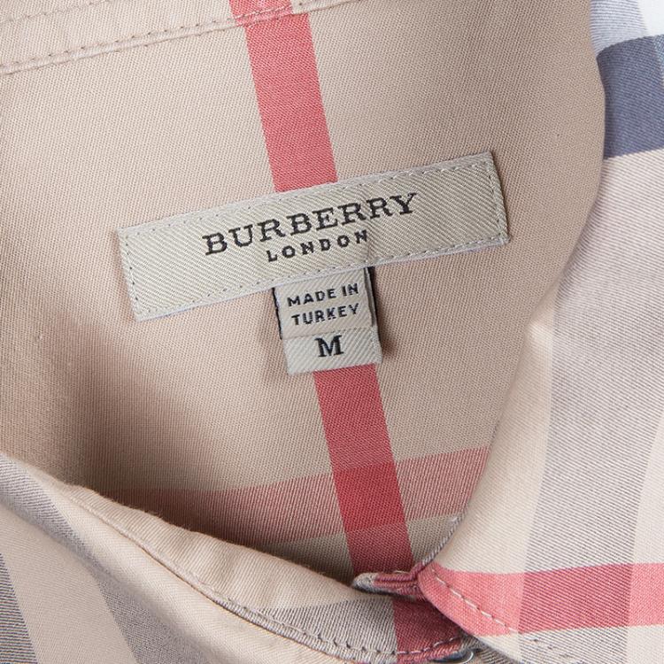 Pre Owned Burberry Beige Novacheck Cotton Long Sleeve shirt M
