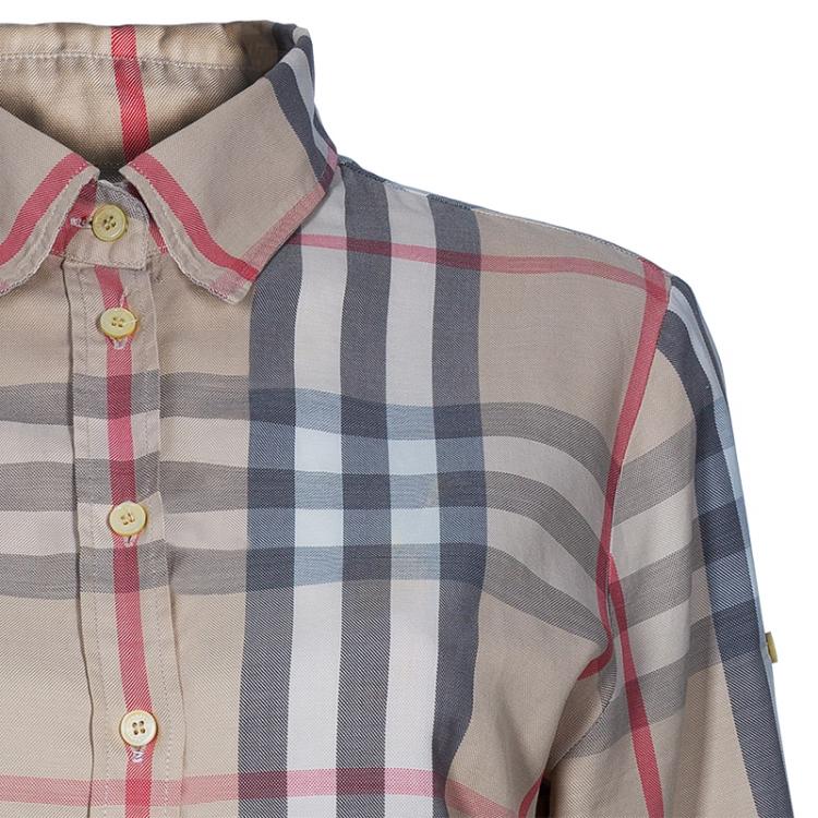 Pre Owned Burberry London Beige Novacheck Collar Shirt L