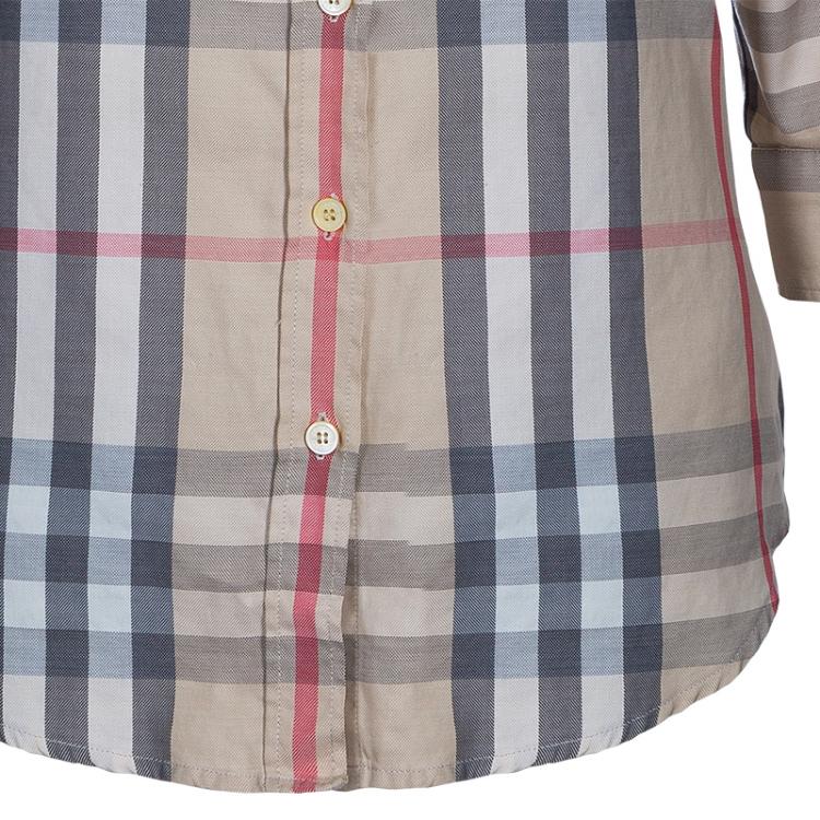 Pre Owned Burberry London Beige Novacheck Collar Shirt L