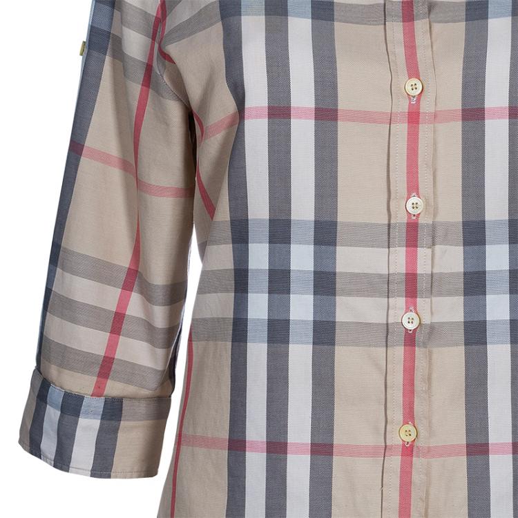 Pre Owned Burberry London Beige Novacheck Collar Shirt L
