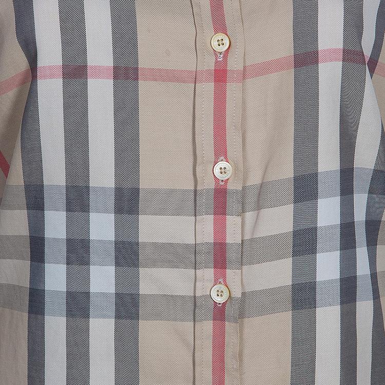 Pre Owned Burberry London Beige Novacheck Collar Shirt L