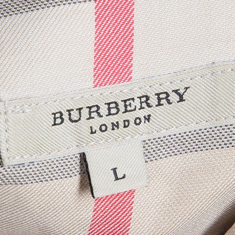 Pre Owned Burberry London Beige Novacheck Collar Shirt L