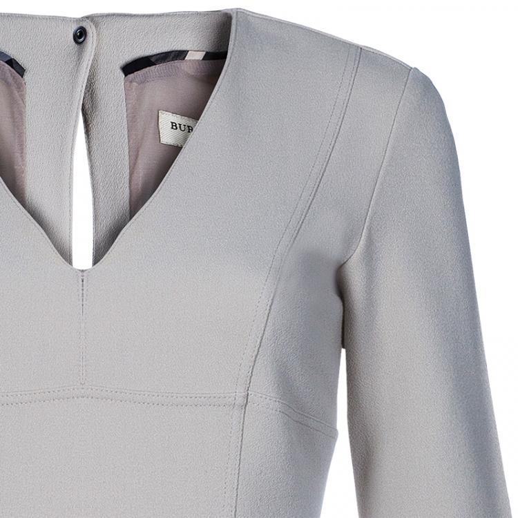 مملوكة مسبقًا Burberry Beige V-Neck Wool Dress S