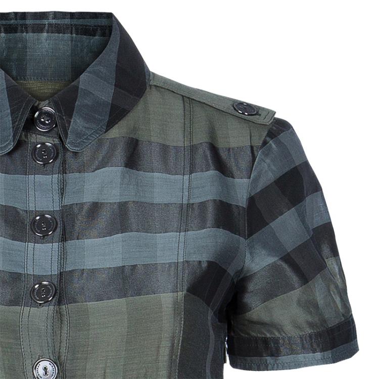 مملوكة مسبقًا Burberry Olive Green Babydoll Dress S