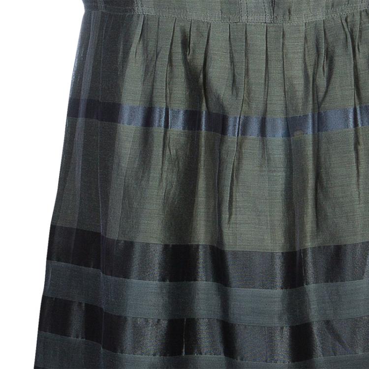 مملوكة مسبقًا Burberry Olive Green Babydoll Dress S