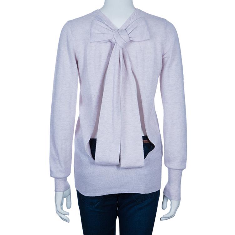 Pre Owned Burberry Grey Cashmere Bow Sweater M