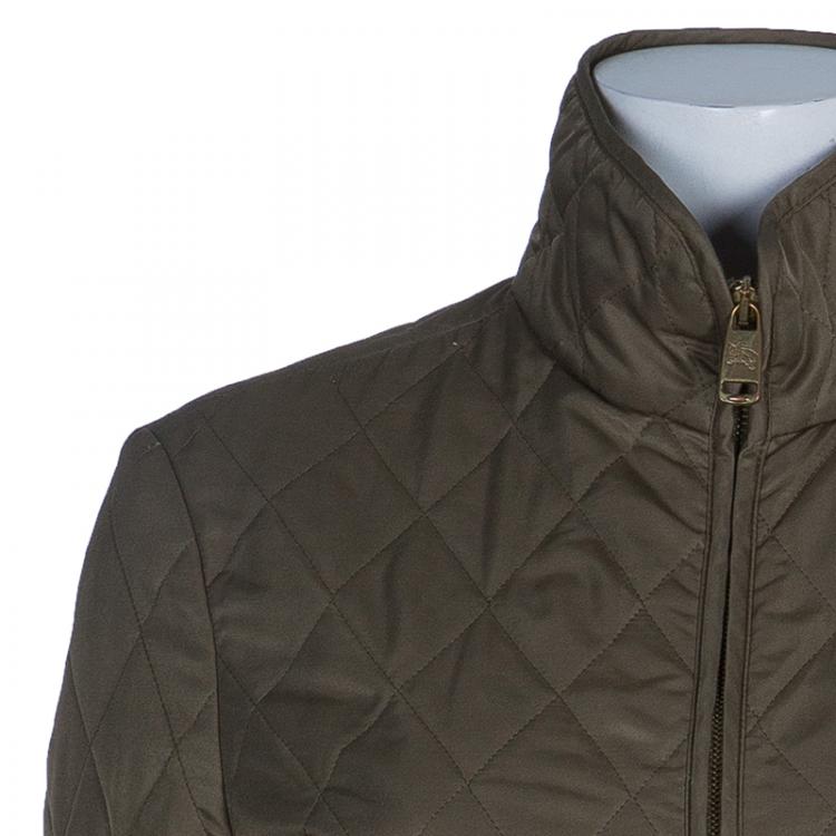 Pre Owned Burberry Olive Green Diamond Quilted Jacket S