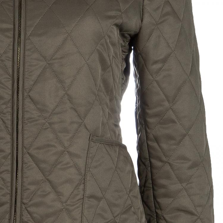 Pre Owned Burberry Olive Green Diamond Quilted Jacket S