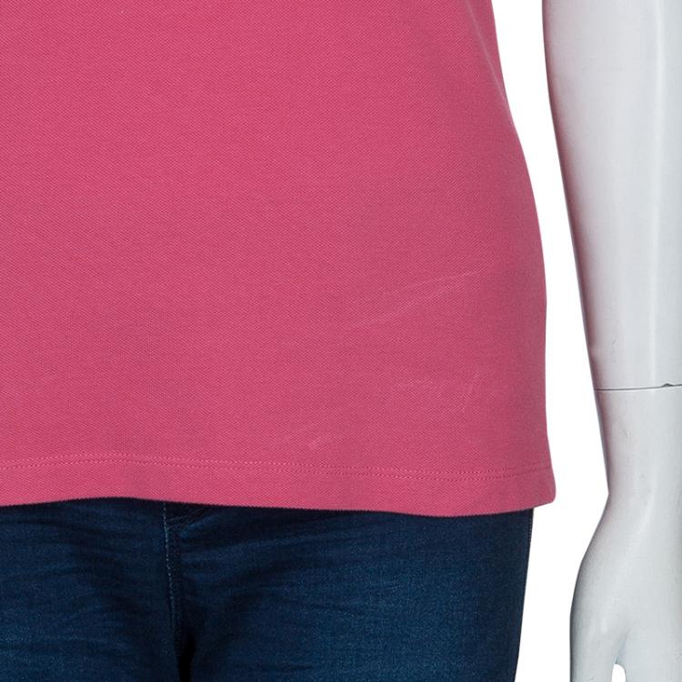 Pre Owned Burberry Pink Contrast Cuff Polo T-shirt S