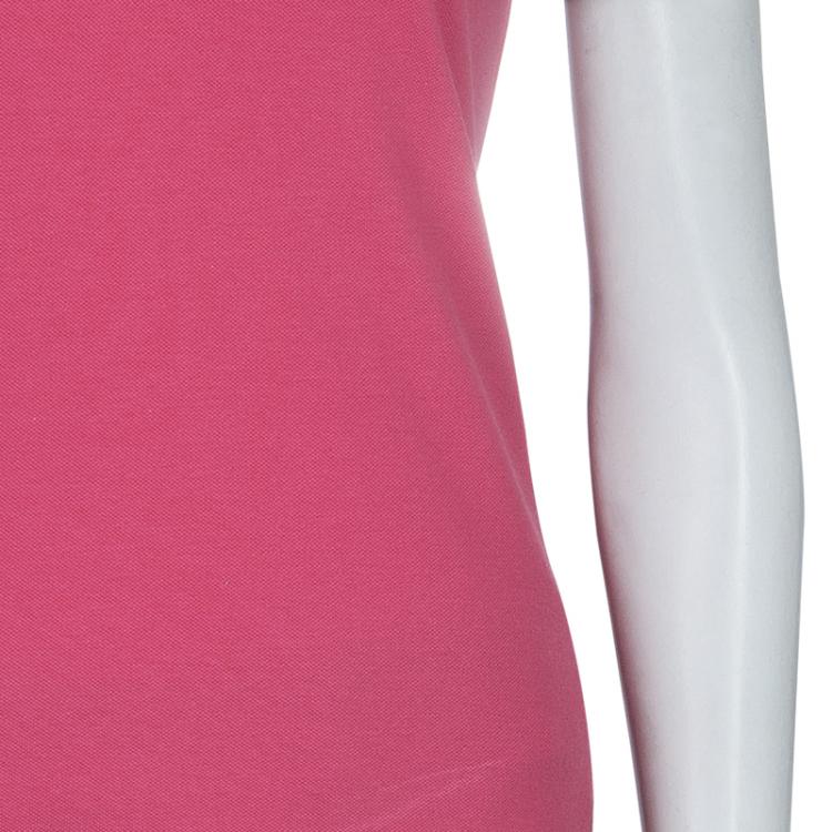 Pre Owned Burberry Pink Contrast Cuff Polo T-shirt S
