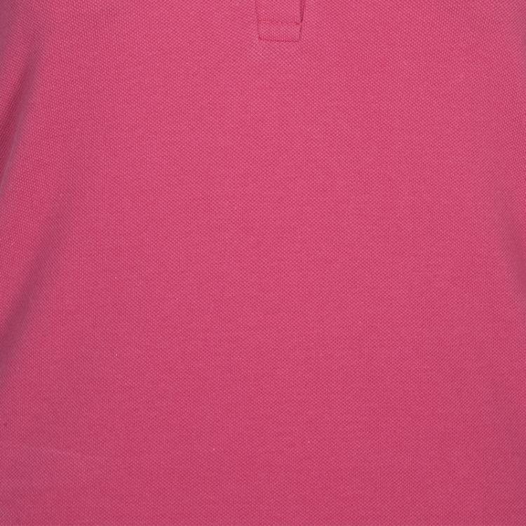 Pre Owned Burberry Pink Contrast Cuff Polo T-shirt S