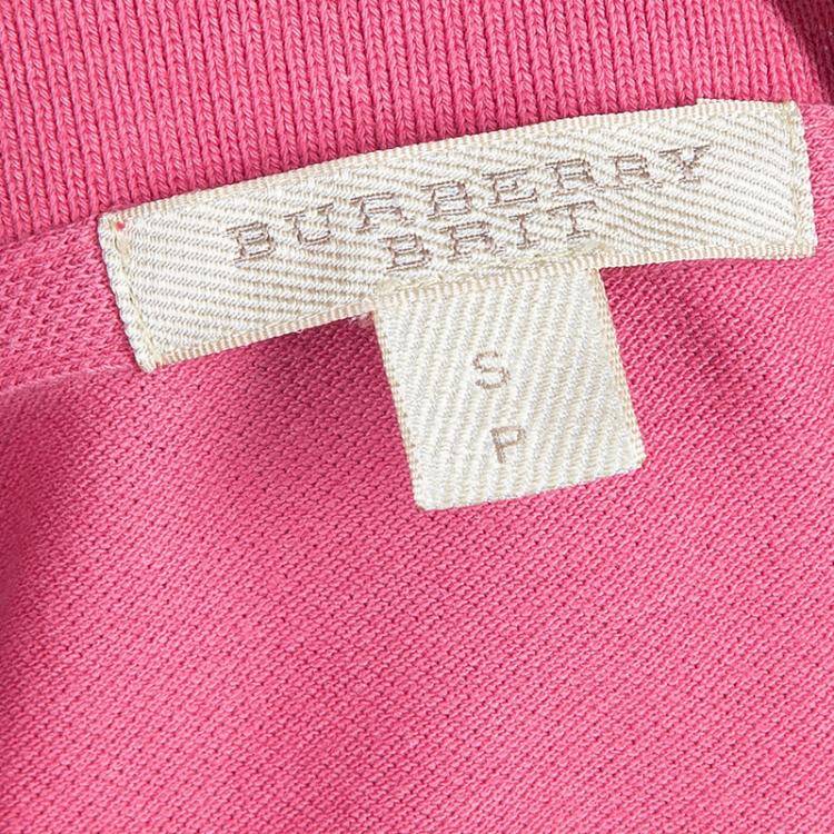 Pre Owned Burberry Pink Contrast Cuff Polo T-shirt S