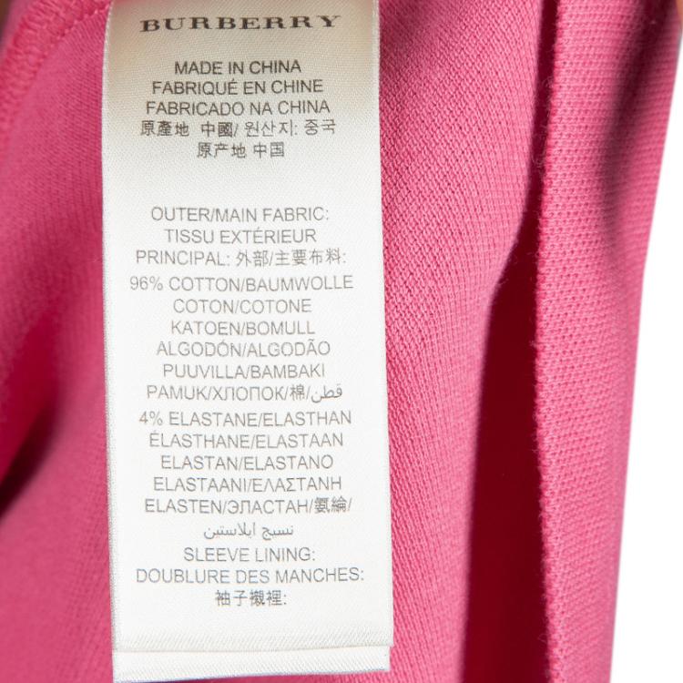 Pre Owned Burberry Pink Contrast Cuff Polo T-shirt S