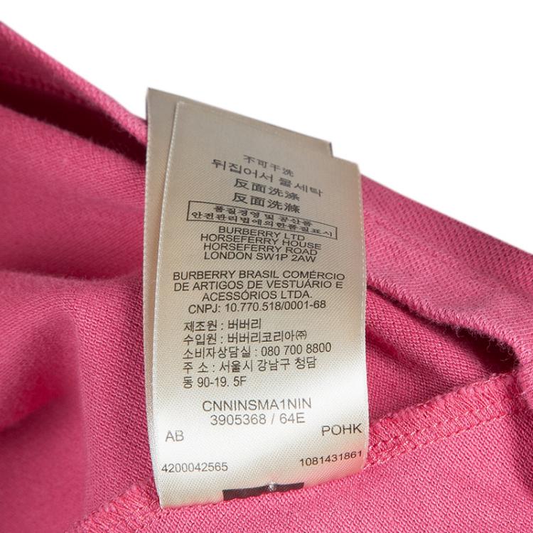Pre Owned Burberry Pink Contrast Cuff Polo T-shirt S