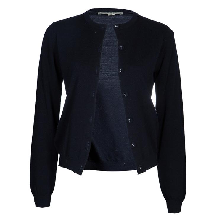 Pre Owned Burberry Navy Blue Merino Wool Cardigan S