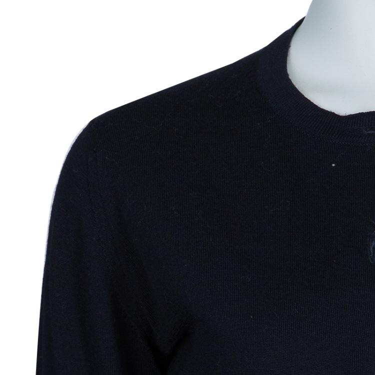Pre Owned Burberry Navy Blue Merino Wool Cardigan S
