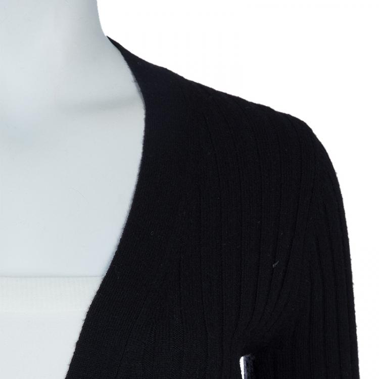 Pre Owned Burberry Black Ribbed Cashmere Cardigan S