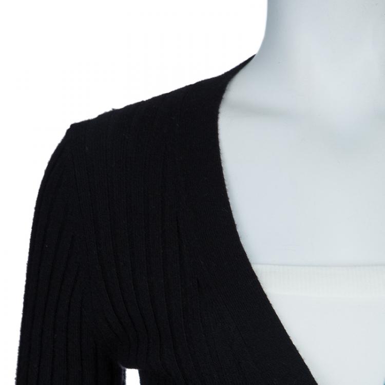 Pre Owned Burberry Black Ribbed Cashmere Cardigan S