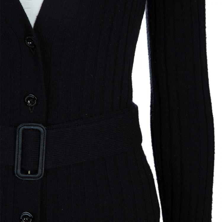 Pre Owned Burberry Black Ribbed Cashmere Cardigan S