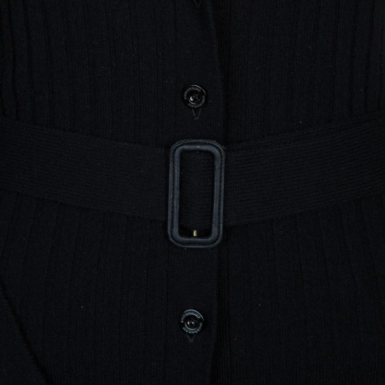 Pre Owned Burberry Black Ribbed Cashmere Cardigan S