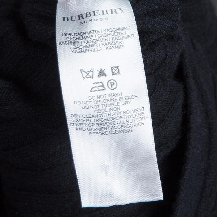 Pre Owned Burberry Black Ribbed Cashmere Cardigan S