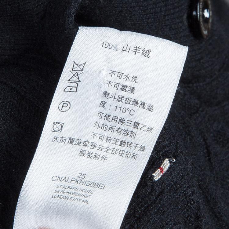 Pre Owned Burberry Black Ribbed Cashmere Cardigan S
