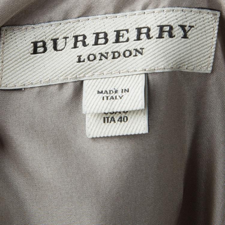 Pre Owned Burberry Brown Check Crinkled Silk Dress S