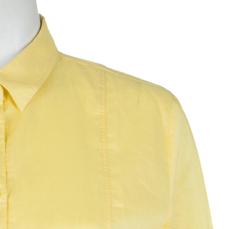 Pre Owned Burberry Yellow Babydoll Cotton Top L