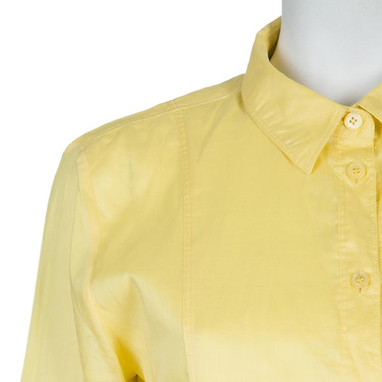 Pre Owned Burberry Yellow Babydoll Cotton Top L