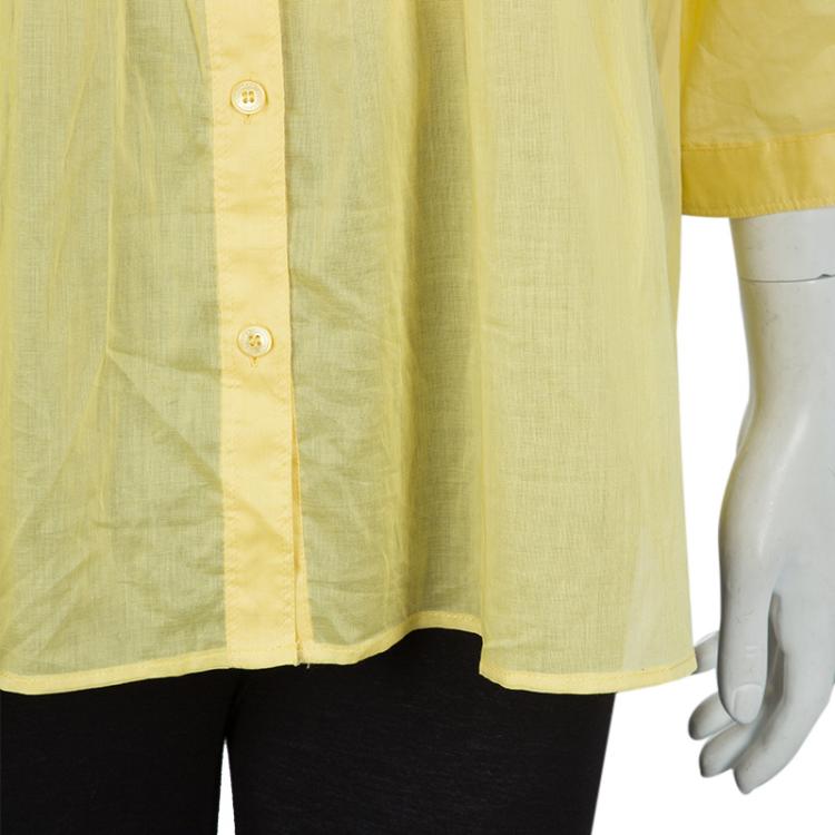 Pre Owned Burberry Yellow Babydoll Cotton Top L