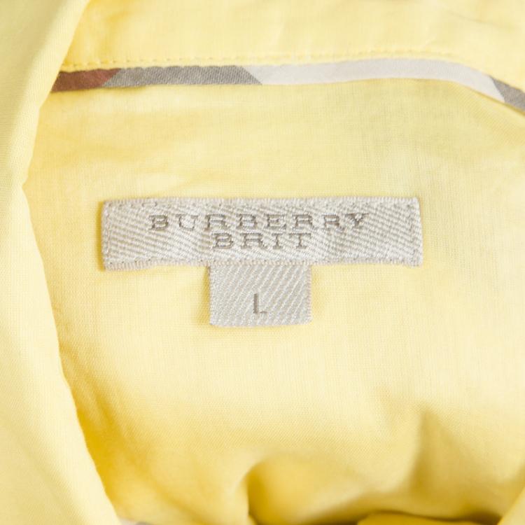 Pre Owned Burberry Yellow Babydoll Cotton Top L