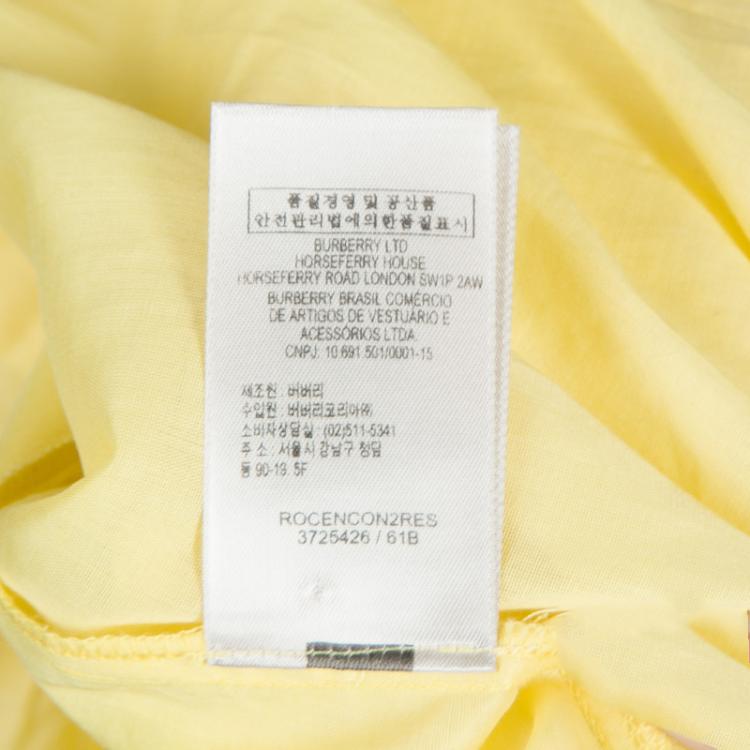 Pre Owned Burberry Yellow Babydoll Cotton Top L