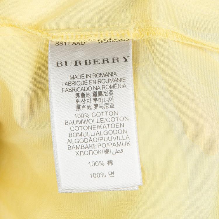 Pre Owned Burberry Yellow Babydoll Cotton Top L