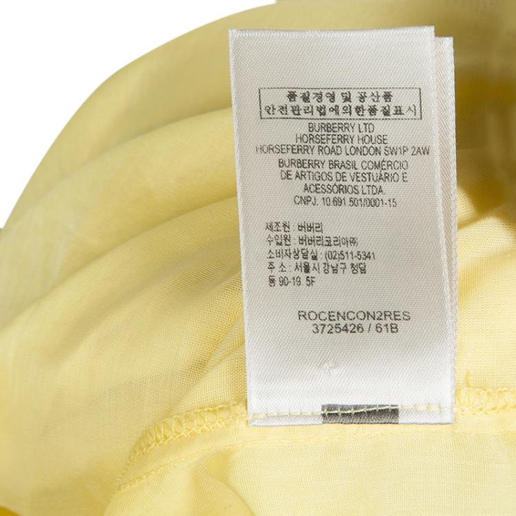 Pre Owned Burberry Yellow Babydoll Cotton Top L