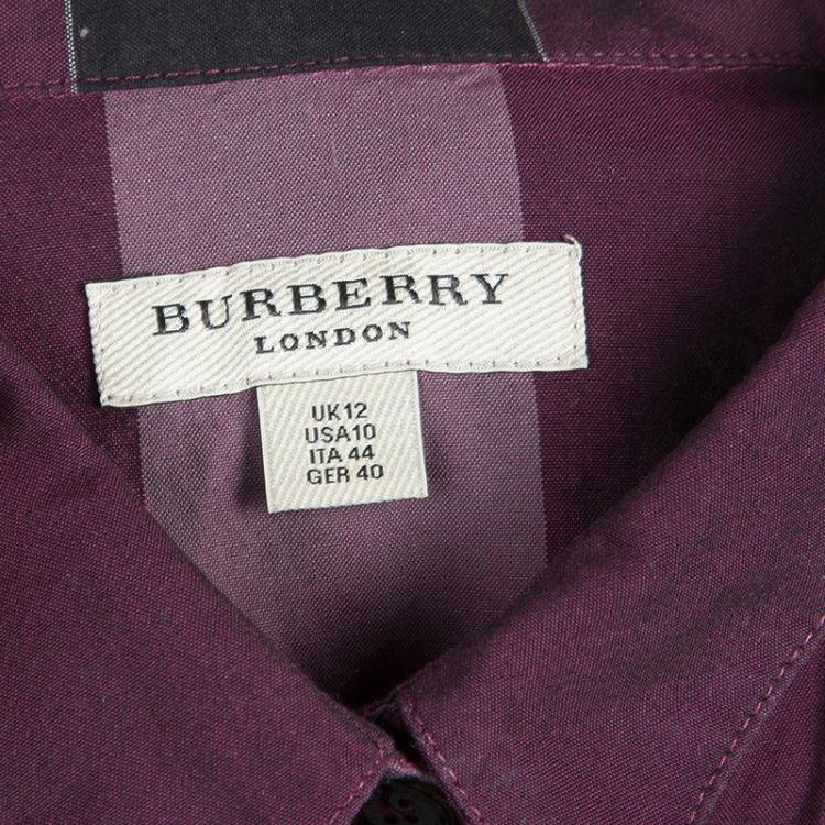 Pre Owned Burberry Purple Novacheck Shirt M