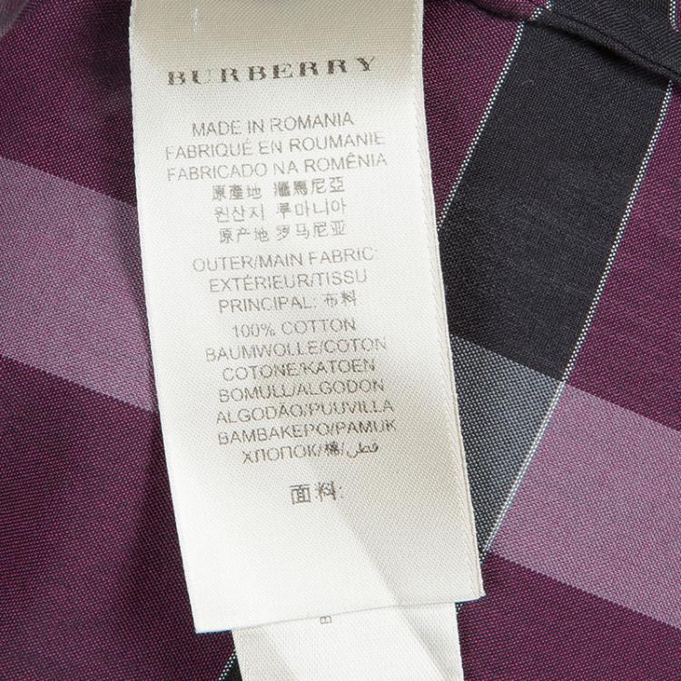 Pre Owned Burberry Purple Novacheck Shirt M