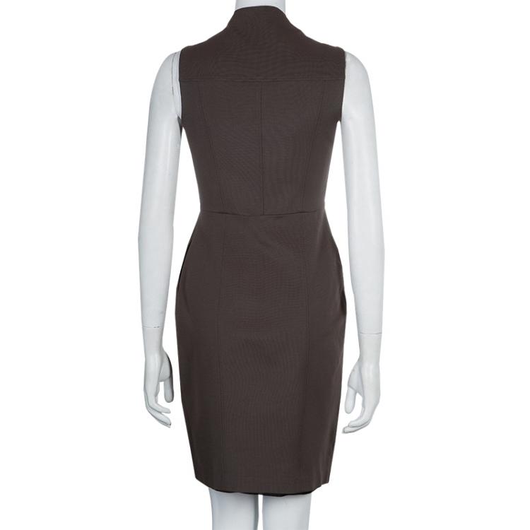 Pre Owned Burberry Olive Green Fitted Dress S