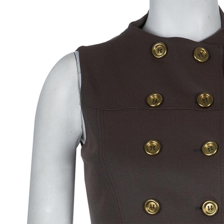 Pre Owned Burberry Olive Green Fitted Dress S