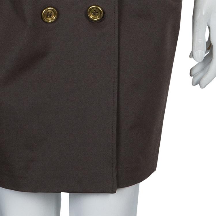 Pre Owned Burberry Olive Green Fitted Dress S