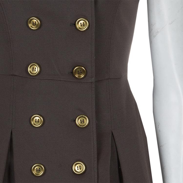 Pre Owned Burberry Olive Green Fitted Dress S