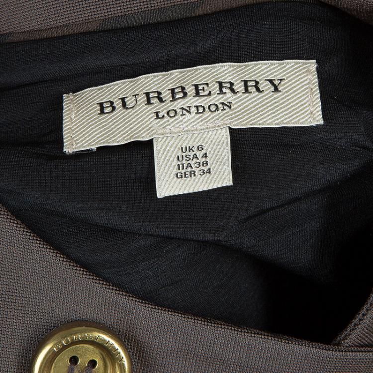 Pre Owned Burberry Olive Green Fitted Dress S
